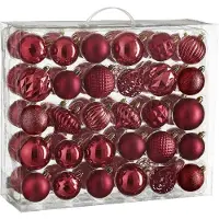 Mica Decorations Lot de boules de Noël - 60 pièces - Ø 7 cm - Incassables - Rouge foncé
