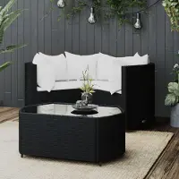 Prolenta Maison Exclusive - Ensemble salon de jardin 4 pièces avec coussins, polyrotin noir
