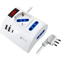 Techly IUPS-PCP-3DESK-USBC Câble d'extension 1,5 m 3 sorties CA Intérieur Blanc