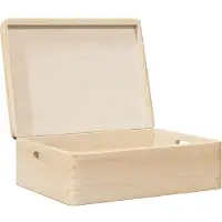 vidaXL Boîte en bois avec couvercle et poignées bois de pin massif