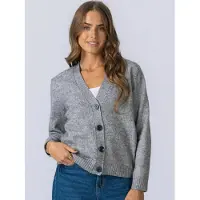 TeeShoppen Cardigan ' Knitted Cardigan ' gris