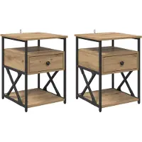 vidaXL Cabinet de chevet 2 pcs chêne artisanal 40 x 42 x 55 cm