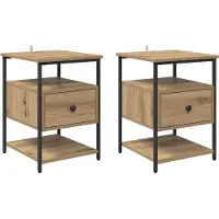 vidaXL Cabinet de chevet 2 pcs chêne artisanal 40 x 42 x 56 cm