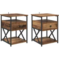 vidaXL Cabinet de chevet avec tiroir 2 pcs Bois ancien 40 x 42 x 55 cm