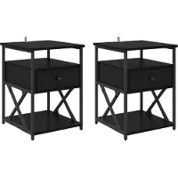 vidaXL Cabinet de chevet avec tiroir 2 pcs Chêne noir 40 x 42 x 55 cm