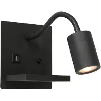 Mexlite Lampe de chevet noire Upround avec chargeur et USB