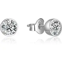 Beneto Boucles d'oreilles en argent avec cristal AGUP1962 (L), (Argent)