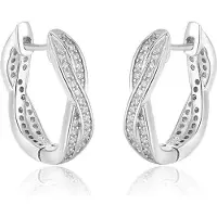 Beneto Boucles d'oreilles rondes en argent AGU1201 (L), (Argent)