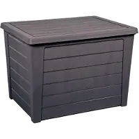 Eda Plastiques Coffre de rangement Baya 160 LReproduction bois - Couvercle clipsable etanche - anti-uv - Gris