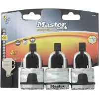Master Lock Lot de 3 cadenas à clé - acier laminé - 45mm de large - anse 24mm