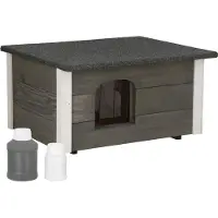 Springos Niche en bois pour chien 54x39x30 cm Résistante aux intempéries Niche pour animaux domestiques Cave pour chiens Cave pour chats - Gris
