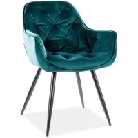 Signal Chaise de salle à manger tapissée LUSINE - turquoise / noir