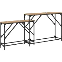 vidaXL Table console 2 pcs Chêne artisanal 100 x 28 x 75 cm