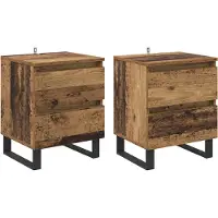 vidaXL Cabinet de chevet avec tiroir 2 pcs Bois ancien 40 x 35 x 50 cm