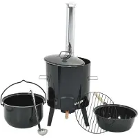 vidaXL Goulash Canon avec cheminée et paupière acier émaillé noir