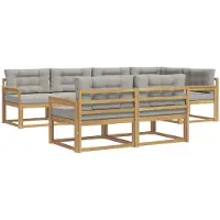 vidaXL Ensemble de salon de jardin , 6 pièces, blanc et gris clair, en polyester