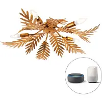 QAZQA Plafonnier intelligent vintage doré 70 cm avec 5 WiFi B35 - Botanica