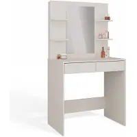 CARUNO Toilette cosmétique avec miroir de maquillage Marina 4P + Bureau 2S Cachemire