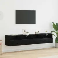 Prolenta Étagères murales pour télévision, ensemble de 2 pièces, finition bois imitation chêne noir, matériau composite