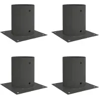 vidaXL Ancrage de sol rond, lot de 4, anthracite, 18 x 18 x 15 cm, métal