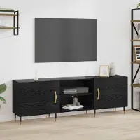 Prolenta Maison Exclusive - Meuble TV, dimensions 150 x 30 x 50 cm, finition noire imitation chêne, fabriqué en panneaux de particules