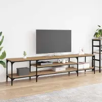 Prolenta Maison Exclusive - Meuble TV : 201 x 35 x 45 cm. Structure en bois composite chêne artisanal et fer