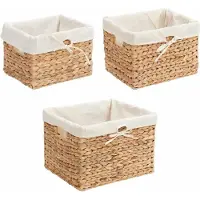 vidaXL Paniers de rangement 3 pcs Naturel 35 x 30 x 25 cm