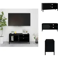 vidaXL Meuble TV noir 90 x 30 x 44 cm en acier et verre - Meuble TV