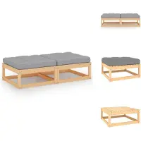 vidaXL Tabouret de jardin avec coussin 2 pcs. Pin massif - Eléments de canapés de jardin