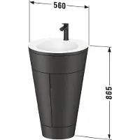 Duravit Starck 1 c-bonded Ensemble au sol, rond, 560x864x605mm, lavabos blanc satiné, poignée chrome, S19512O10580000