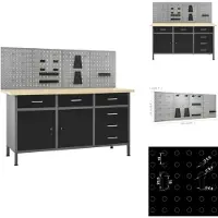 The Living Store Établi avec 4 panneaux à outils