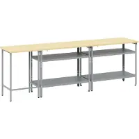 vidaXL Ensemble d'étagères de travail , 3 pièces, beige et gris, acier thermolaqué