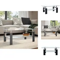 vidaXL Table basse noire transparente 95 x 55 x 40 cm en verre trempé - Tables basses