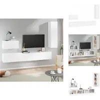 vidaXL Ensemble de meubles TV 4 pièces Blanc Matériau dérivé du bois - Meubles TV