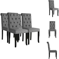 vidaXL Chaise de salle à manger 4 pcs. Gris foncé Tissu - Chaises de salle à manger