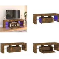 vidaXL Armoire TV avec lampes LED chêne fumé 120x35x40 cm - Armoire TV - Meubles TV - Supports TV