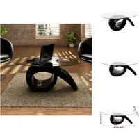 vidaXL Table basse avec plateau ovale en verre noir brillant - Tables basses