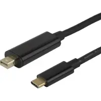 Deltaco USB-C - miniDisplayPort cable 4K UHD gold plated 2m black (2 m), Câble vidéo, Noir