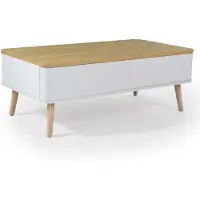 Menzzo Table basse scandinave Bergen Blanc et Bois