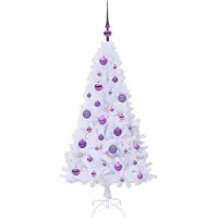 vidaXL Sapin de Noël artificiel blanc 120 cm PVC et acier