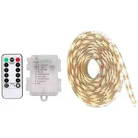 OEM Bande lumineuse LED, alimentée par piles, 2 mètres, 60 LED, télécommande, minuterie, étanche, pour chambre à coucher, armoire, décoration d'intérieur et de fête, blanc chaud