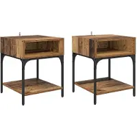 vidaXL Table de chevet 2 pcs Bois ancien 40 x 40 x 50 cm