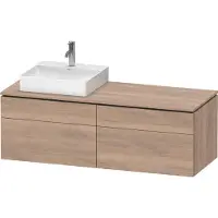 Duravit L-Cube Meuble sous-lavabo en console suspendu, avec plan de toilette en console, 4 tiroirs, vasque à gauche, 1420x482x550mm, LC4870L55550000