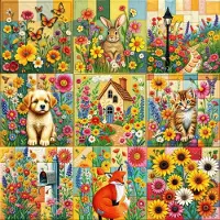 Alipson Puzzle « Cottage Garden Nine Patch » - Bloc de quilt, 1 000 pièces