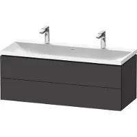 Duravit L-Cube c-shaped Ensemble suspendu, 2 tiroirs, 2 plans de toilette, sans trop-plein, 2 trous pour robinetterie, 1200x480x480mm, LC6954O80800000