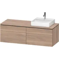 Duravit L-Cube Meuble sous-lavabo en console suspendu, avec plan de toilette en console, 4 tiroirs, vasque à droite, 1420x482x550mm, LC4870R55550000
