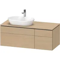 Duravit L-Cube Meuble sous-lavabo en console suspendu, avec plan de toilette en console, 4 tiroirs, vasque à gauche, 1220x482x550mm, LC4876071710000