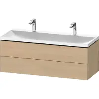 Duravit L-Cube c-shaped Ensemble suspendu, 2 tiroirs, 2 plans de toilette, sans trop-plein, 2 trous pour robinetterie, 1200x480x480mm, LC6954O71710000