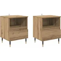 vidaXL Cabinet de chevet 2 pcs chêne artisanal 40 x 35 x 50 cm