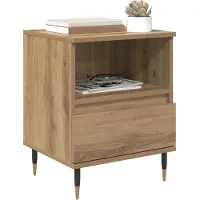 vidaXL Cabinet de chevet avec tiroir chêne artisanal 40 x 35 x 50 cm